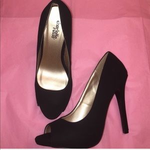 NEW Black Suede Peeptoe heels